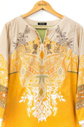 DC-0376 YELLOW EMBROIDERED KURTA